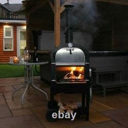 3-en-1 Charcoal Wood Fired Outdoor Pizza Cuisson Four Bbq Grill Fumer Avec Roue