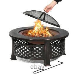 32 Fire Pit Firepit Brazier Bowl Garden Round Burner Heater Camping Extérieur