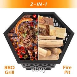 70cm Hexagonal Portable Fire Pit Summer Bbq Grill Et Fire Pit 2 In 1