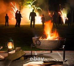 80cm Bol D'incendie Indien Recyclé Avec Bas Stand Et Grille / Cheminée / Barbecue De Jardin