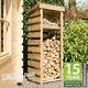 Abri De Jardin étroit En Bois Pour Le Stockage De Bois De Chauffage En Extérieur Avec Couverture En Bois Traité Tanalised