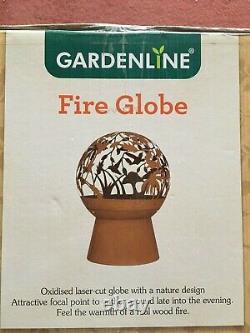 Acier Fire Pit Globe Oxidised Globe Forme Garden Heater Patio Laser Cut