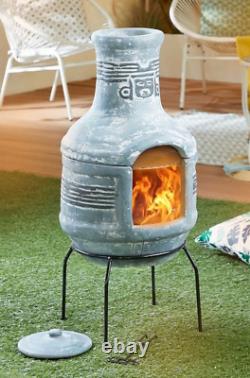 Ardor Clay Chiminea Avec Grill Garden Cuisine Chauffe-feu Patio Decor Fire Pit