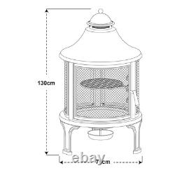 Barbecue à foyer en bois avec grille pivotante réglable pour patio extérieur