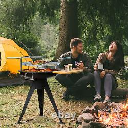 Barbecue à foyer ouvert rond en bois, grill au charbon de bois pour fête en plein air, camping Outsunny