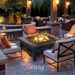 Barbecue carré en pierre pour foyer extérieur, Table de feu de jardin Amazon, de 32 pouces.