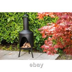 Barbecue de jardin, chauffage de patio, foyer extérieur en acier avec rangement de bûches
