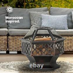 Barbecue grill en acier hexagonal pour foyer extérieur de jardin patio chauffant brasero poêle