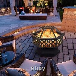 Barbecue grill en acier hexagonal pour foyer extérieur de jardin patio chauffant brasero poêle