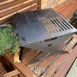 'Barbecue portable pliable en acier inoxydable pour feu de camp de taille moyenne'