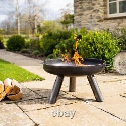 Basin de Feu Caldera en Métal Brossé pour Jardin Terrasse Extérieur Brûleur de Bois en Rondins