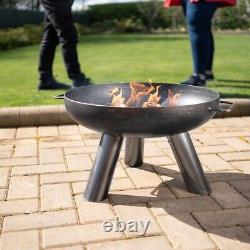 Basin de Feu Caldera en Métal Brossé pour Jardin Terrasse Extérieur Brûleur de Bois en Rondins