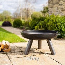 Basin de Feu Caldera en Métal Brossé pour Jardin Terrasse Extérieur Brûleur de Bois en Rondins