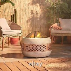 Beautify Round Mgo Fire Pit Avec Bbq Grill Rack, Spark Guard & Poker