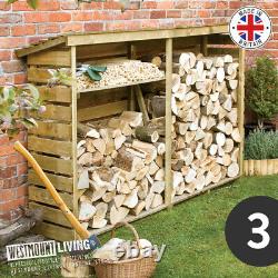 Bois Log Store Rack Outdoor Garden Fire Wood Storage Logs Shed 6 Styles Tailles