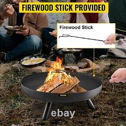 Bol à feu en bois pour utilisation en plein air sur les patios et lors du camping, 30 pouces de profondeur, noir intense.
