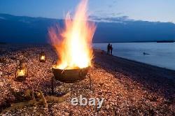 Bol à feu indien recyclé de 60 cm avec support bas et grille / Foyer fait main Kadai