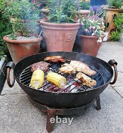 Bol de cuisson en acier pour barbecue Kadai Fire Pit de 60cm de diamètre, authentique et fait à la main.