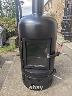 Brûleur à bois pour bouteille de gaz Cheminée Foyer à bois Fait main avec verre