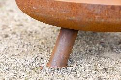 Brûleur de bûches de jardin chauffant pour patio en acier Corten 80cm avec pieds ronds