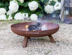 Brûleur de journal de jardin chauffant de patio de fosse de feu extérieur en acier Corten avec jambes carrées de 60 cm