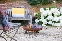 Brûleur de journal de jardin chauffant de patio de fosse de feu extérieur en acier Corten avec jambes carrées de 60 cm