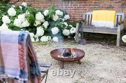 Brûleur de journal de jardin chauffant de patio de fosse de feu extérieur en acier Corten avec jambes carrées de 60 cm