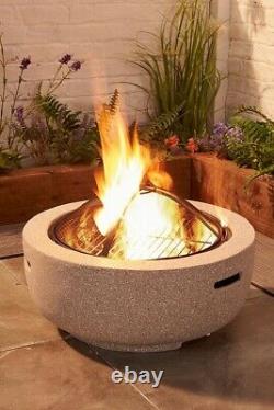 Cheminée Round Fire Pit Bbq Stone Effect Garden Patio Deck Wood Burner Heater