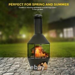 Chimenea Patio Heater Garden Bbq Fire Pit Outdoor Chimnea Steel Black Log Store