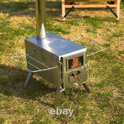 Cuisinière à bois pliante en acier inoxydable 304 portable pour camping en plein air