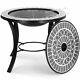 Dark Grey Mosaic Tile Firepit Bbq Table Fire Pit Barbecue Grill Garden Outdoor