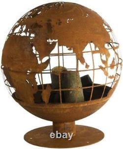 Esschert Design Garden Fire Pit Bowl World Globe Lasered Hand Authentic Rustic
