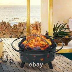 Fire Pit Garden Burning Outdoor Brazier Patio Heater Bbq Grill Stars & Moons