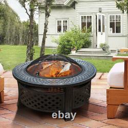 Fire Pit Heavy Duty Outdoor Firepit Garden Bbq Brazier Heater Table Ronde &grill
