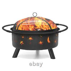 Fire Pit Star Firepit Outdoor Brazier Garden Bbq Poêle Ronde Patio Heater With LID