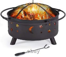 Fire Pits Large Fire Bowl Wood Burning Heater Avec Stars Moons Pattern