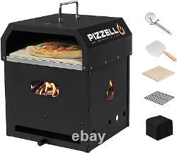 Four à pizza d'extérieur 4 en 1 à bois à feu de bois à 2 couches détachables avec pizza
