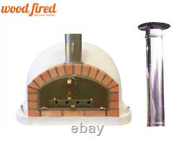 Four à pizza en brique extérieur à bois de 100 cm de qualité premium italienne avec cheminée / chapeau de pluie