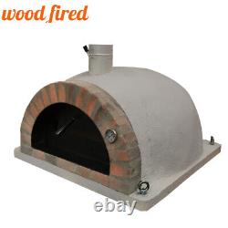 Four à pizza en brique extérieur à bois de 100cm gris Pro-Italien avec pack de briques orange.