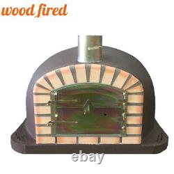 Four à pizza en brique extérieur, au feu de bois, de luxe, avec une voûte orange marron supplémentaire, de 80 cm.