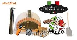 Four à pizza en briques d'extérieur à bois de 100 cm de modèle italien premium gris (pack)