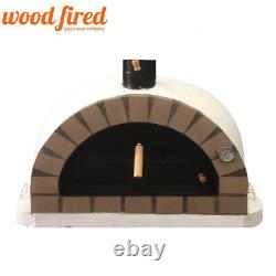 Four à pizza en briques en bois de 100cm, extérieur, blanc, crème pro-italienne