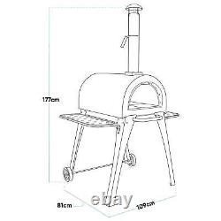 Four à pizza et fumoir au feu de bois, grand extérieur, étagères latérales et support