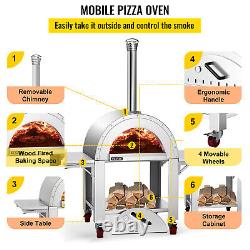 Four à pizza extérieur VEVOR en acier inoxydable mobile à bois de 32 pouces