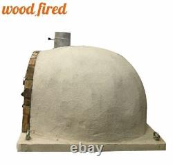 Four à pizza extérieur à bois de 100 cm avec sable, Pro deluxe, porte en fonte avec finition en roche taillée
