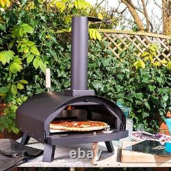 Four à pizza extérieur à bois, en acier inoxydable avec pierre, thermomètre et couvercle