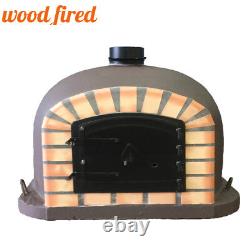 Four à pizza extérieur au feu de bois de 90cm, modèle Deluxe brun avec porte noire.