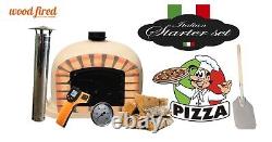 Four à pizza extérieur en brique à bois de 70cm avec porte de luxe noire en sable (offre groupée)