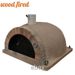 Four à pizza extérieur en brique avec foyer au bois de 100 cm de couleur marron Pro-Italien orange.