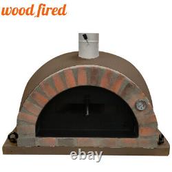 Four à pizza extérieur en brique avec foyer au bois de 100 cm de couleur marron Pro-Italien orange.